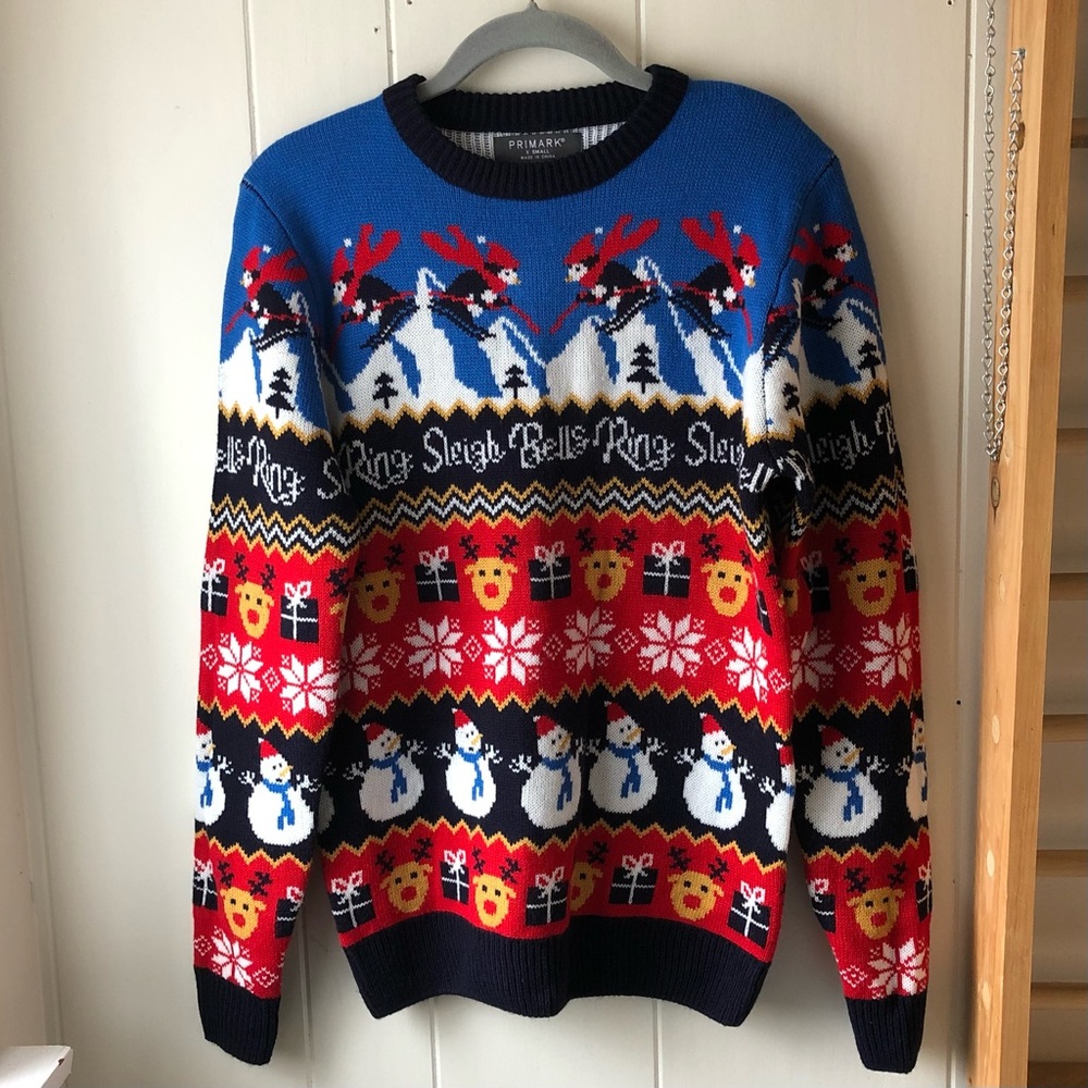 *PRIMARK Blue Knot Unisex Holiday Women’s size XS Sweater